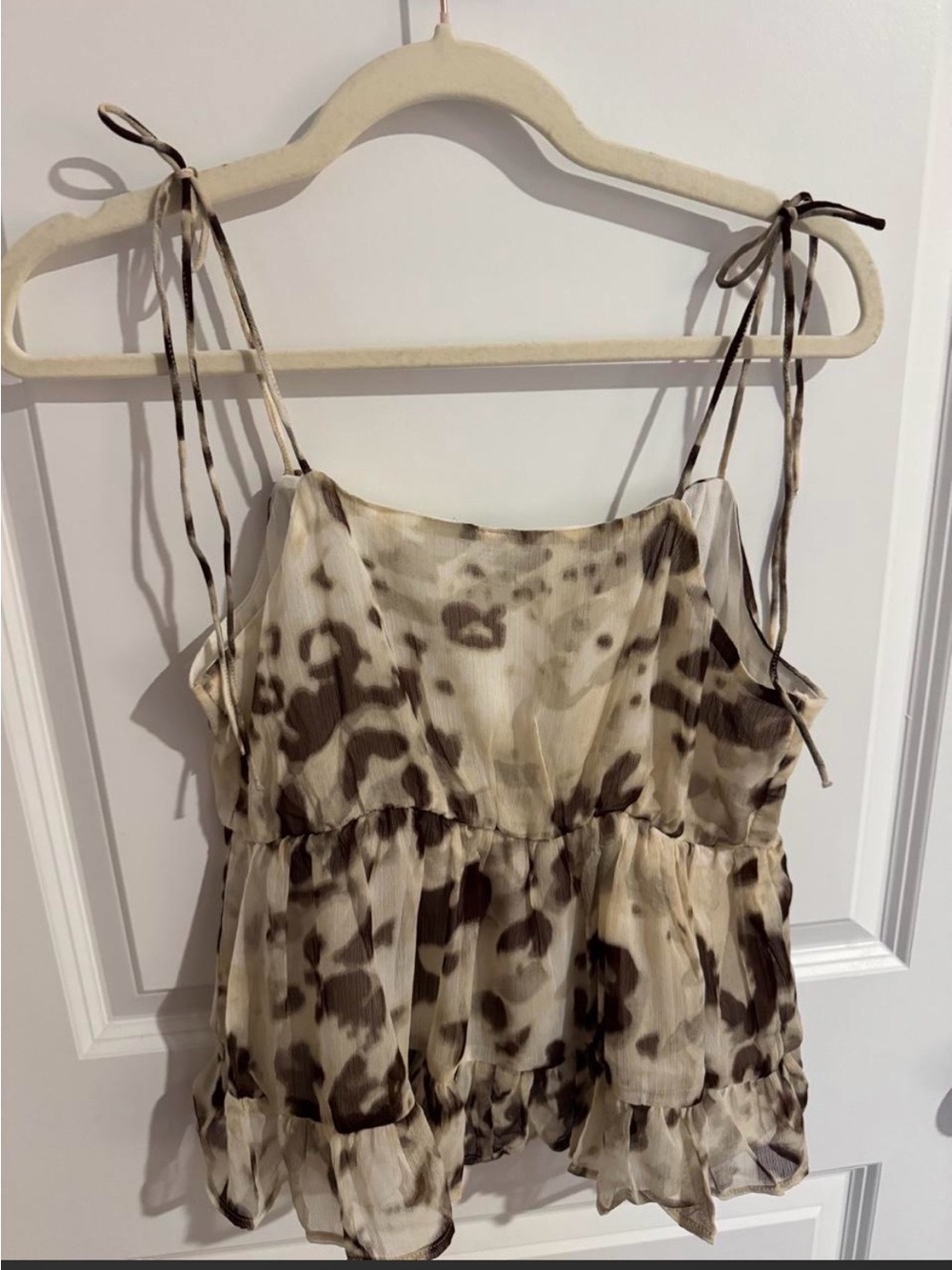 Old Navy Chiffon Semi-Sheer Tie Strap Cani Top Size Large